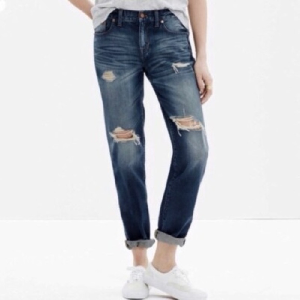 MADEWELL Boyjean Distresses Cropped Ankle Boyfriend Jeans 27 C6422